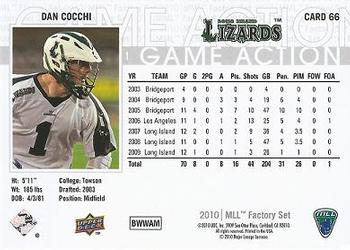 2010 Upper Deck Major League Lacrosse #66 Dan Cocchi Back